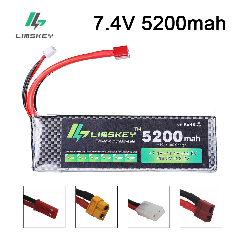 Rc Hobby Helicopter - Limskey Batteria di Alimentazione 7.4V 5200mAh