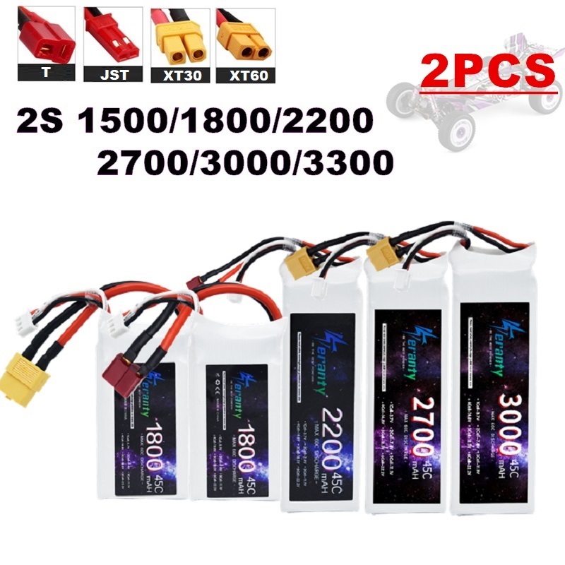 Rc Hobby Helicopter - 2PCS 7.4V Lipo 2S Batteria 1500mah/1800mAh/2200mah/2700mah/3000mah/3300mah